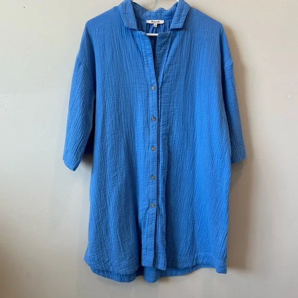 Madewell Blue Cover Up Casual Button Down - Picture 5 of 7